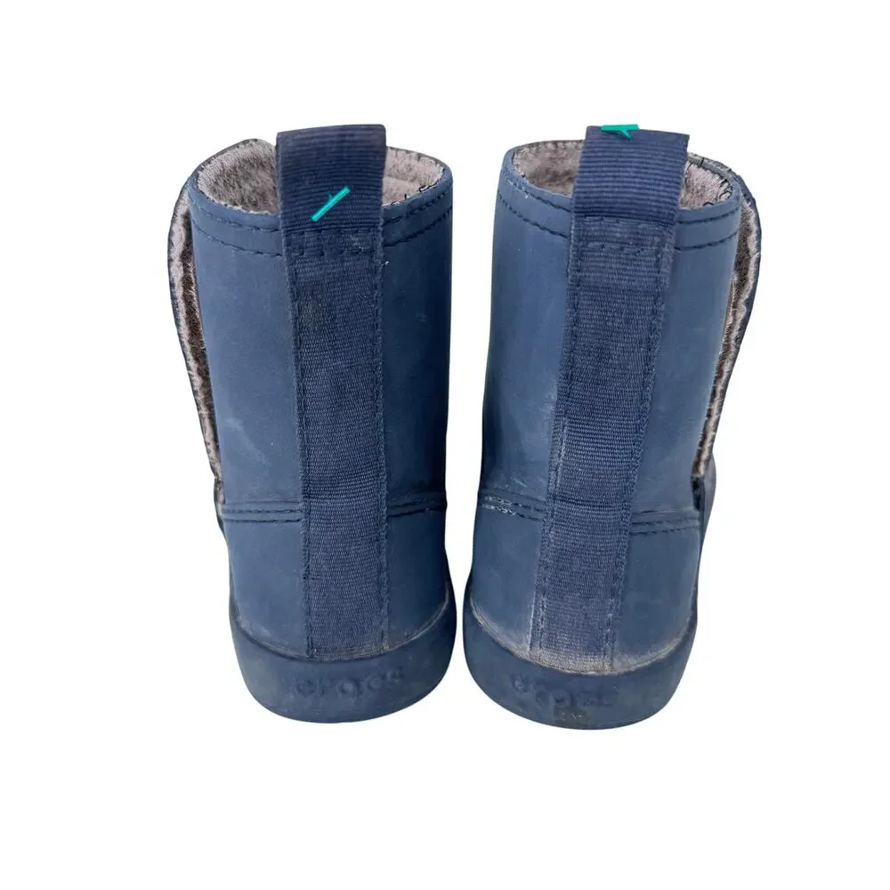 Crocs Colorlite Boot Mid Calf Faux Fur 15840 Navy Tumbleweed Kids Boys‎ Size c8